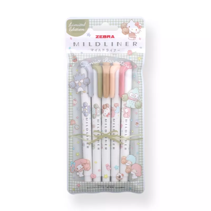 Zebra x Sanrio Mildliner Highlighter – 5 Natural Color Set