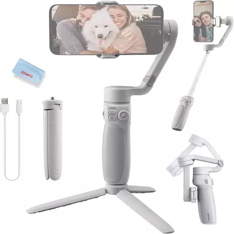 Zhiyun Smooth Q4 Smartphone Gimbal Phone Stabilizer for iPhone 13 12 11 Pro MAX Android Phone, Built-in Extension Rod,Foldable and Portable,Vlogging Stabilizer for YouTube TIK Tok Video Live Stream