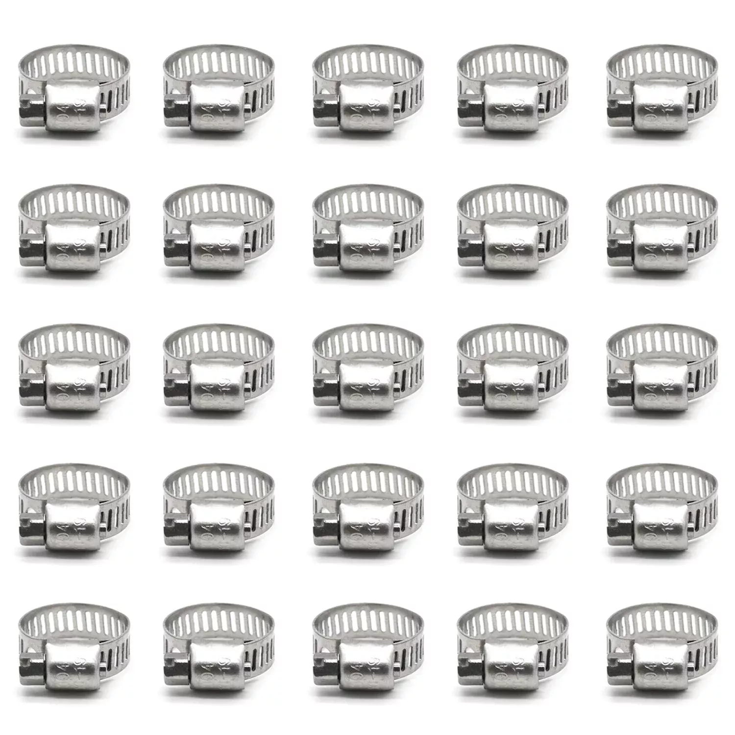 Zipcci Hose Clamp, 25 Pack Stainless Steel Worm Gear Fuel Line Hose Clamps, 13-19Mm (1/2-3/4 Inch)